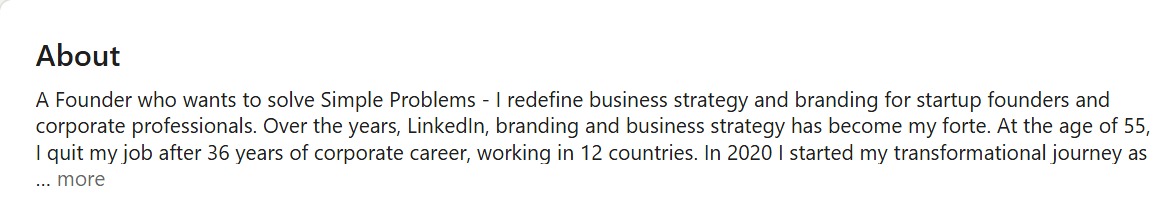 "linkedin about section"