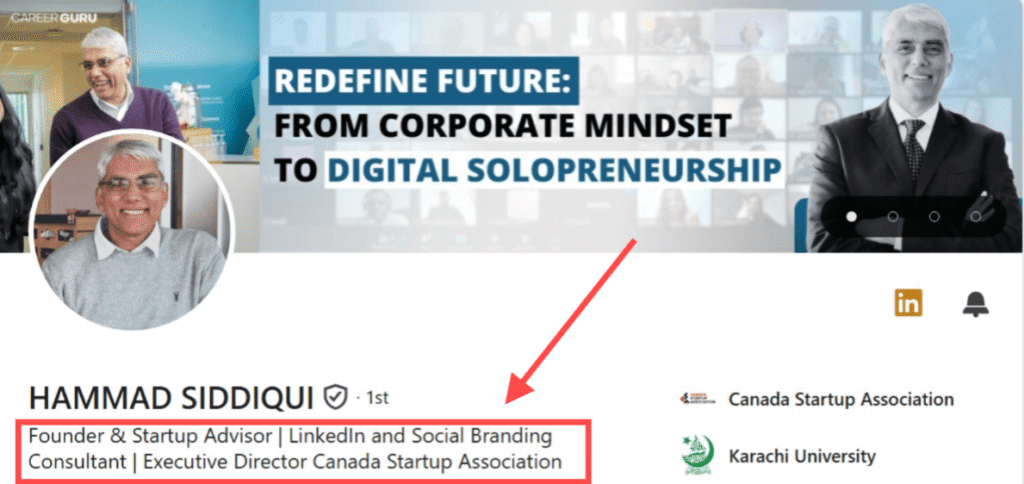 "linkedin headline seo example"